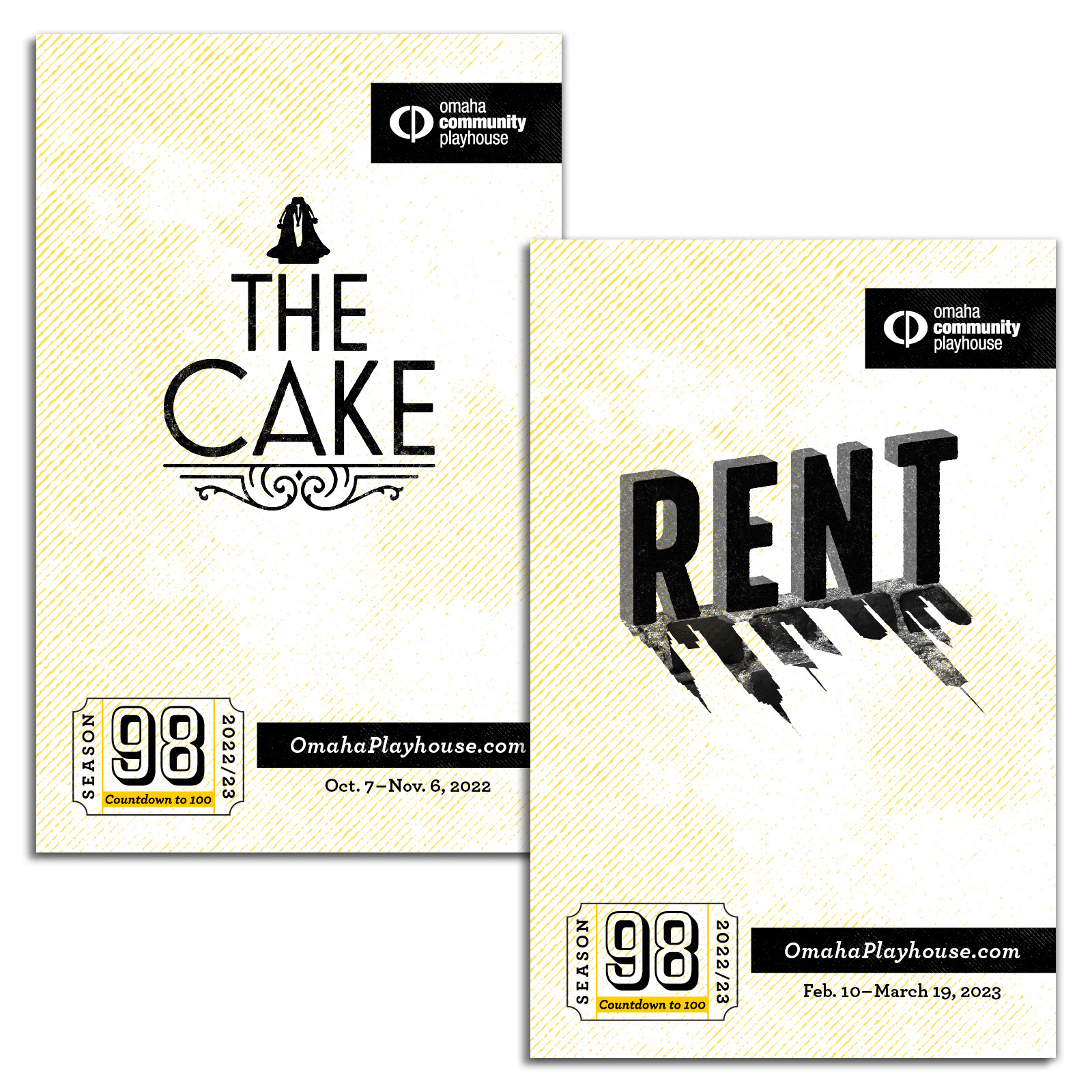 Program book covers for The Cake and RENT